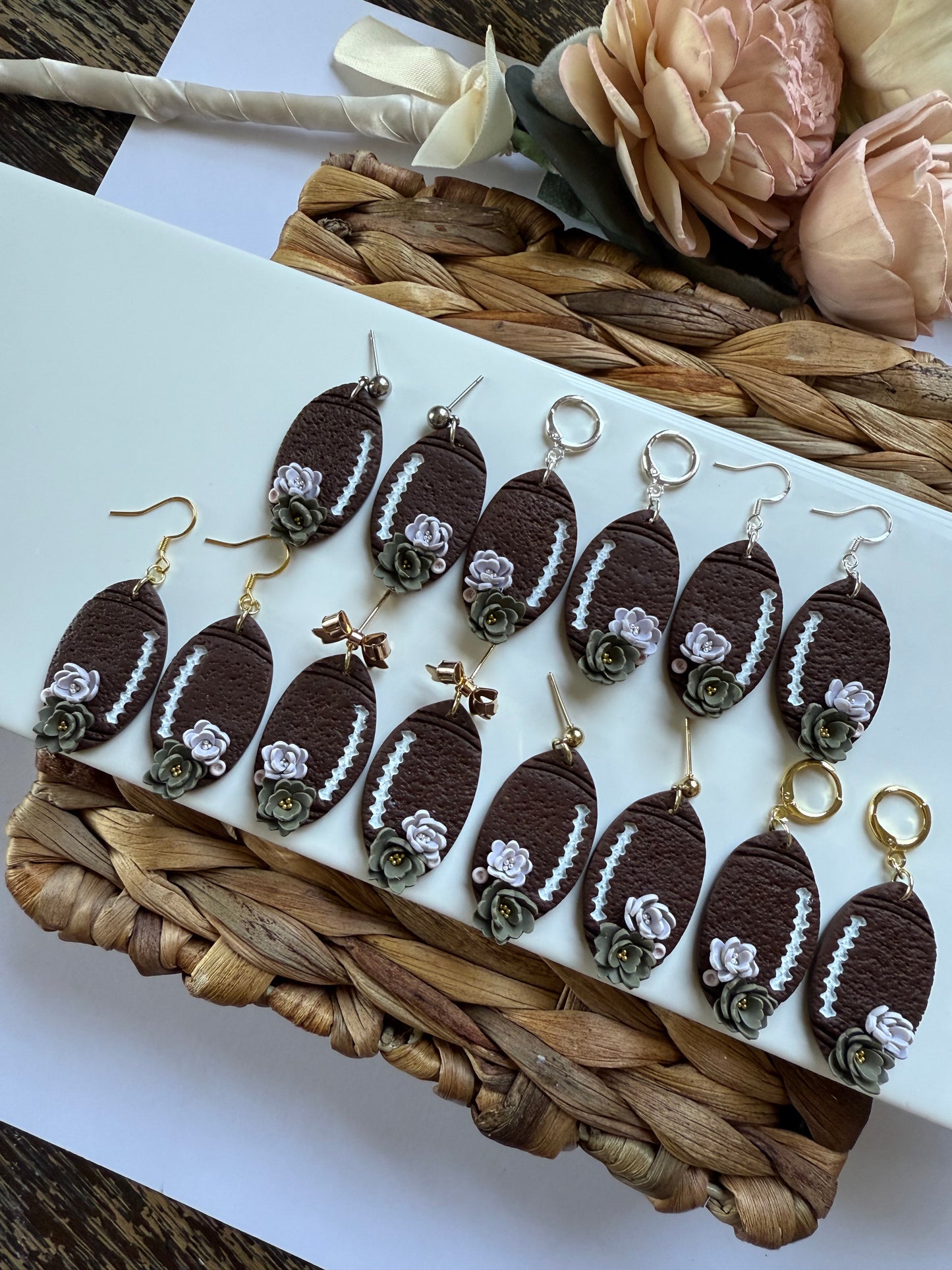 Floral Football Dangles