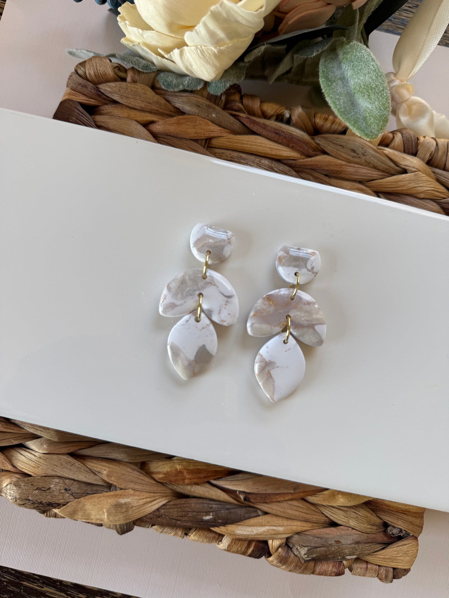 White Marble tiered Dangle