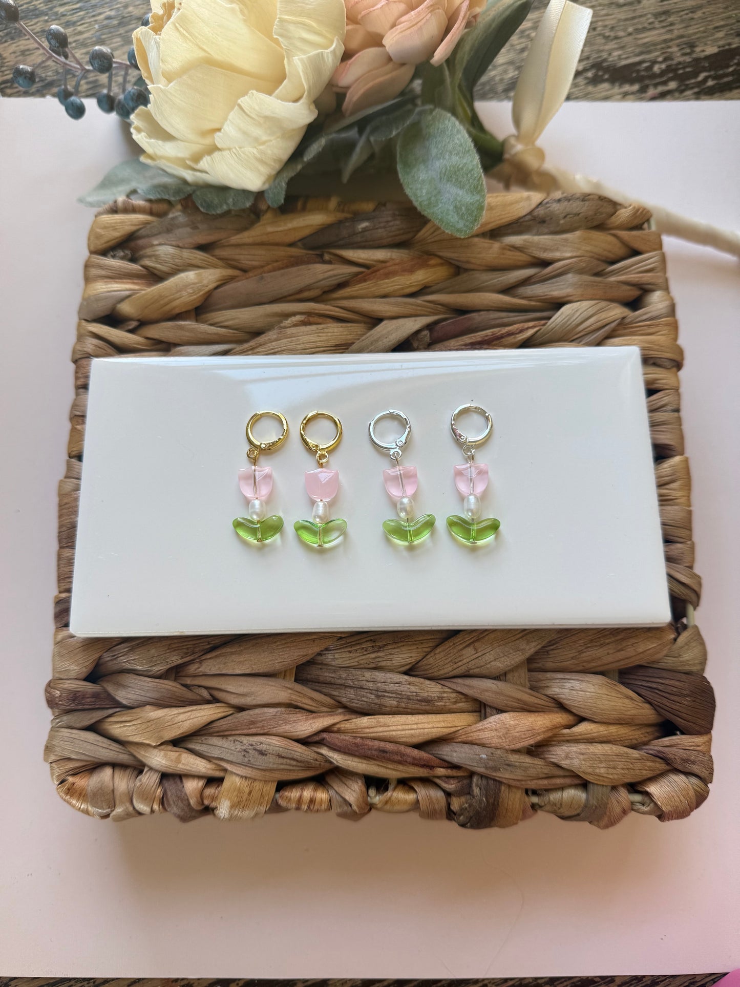 Huggie Beaded Tulips