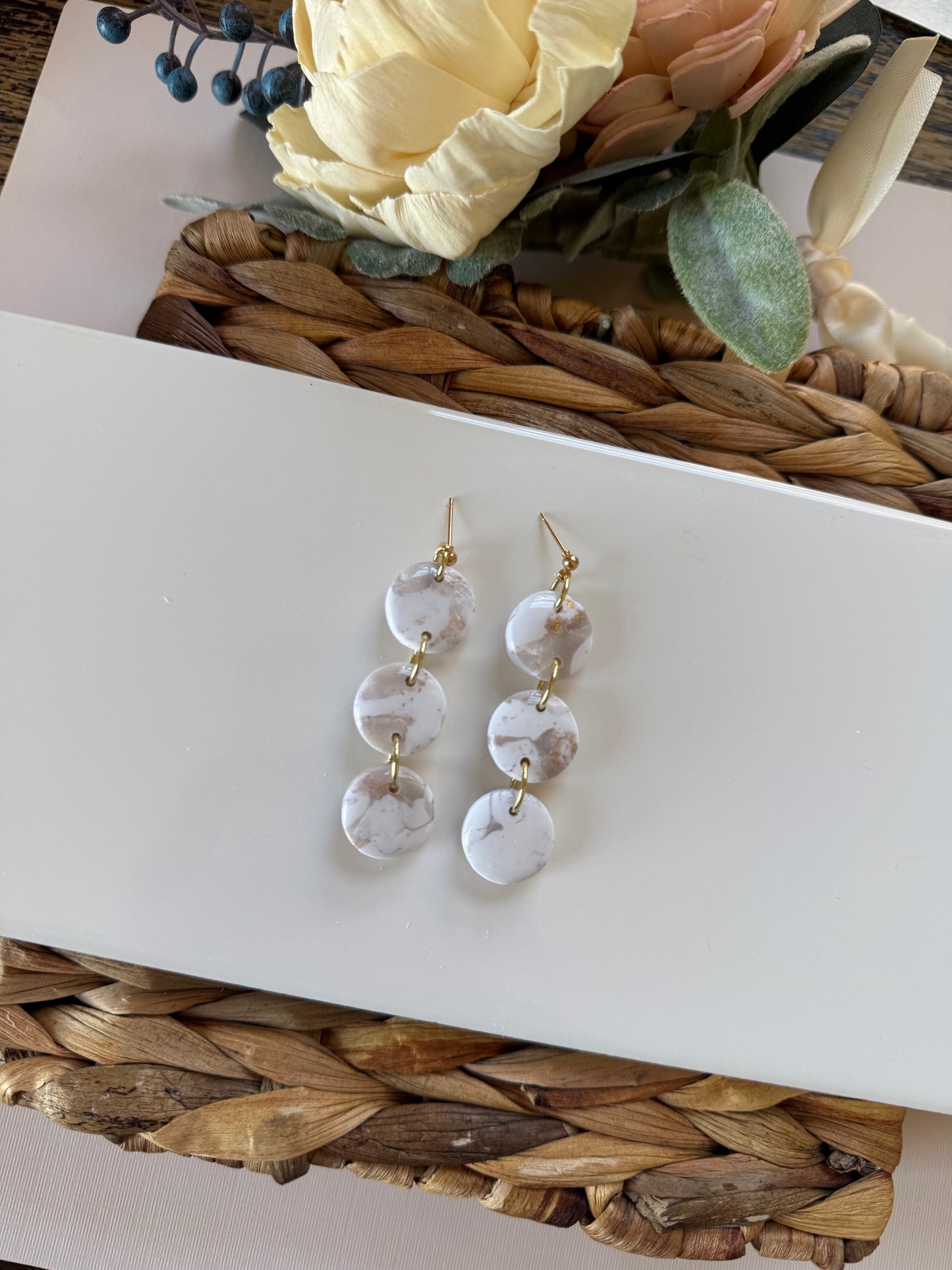 White Marble Tiered Dangle