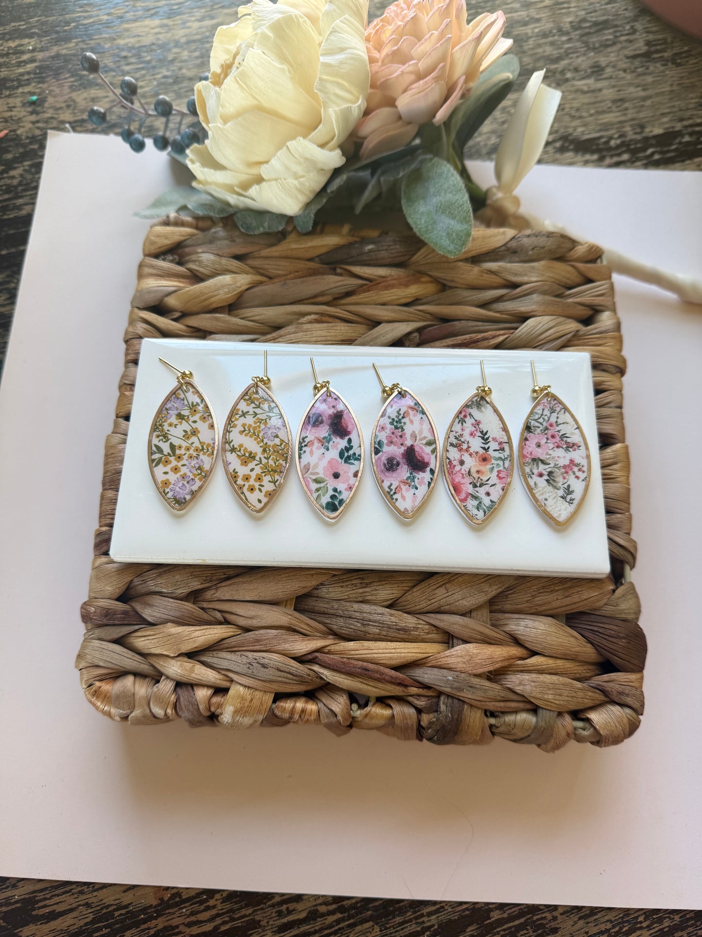 Floral Bezel Dangle
