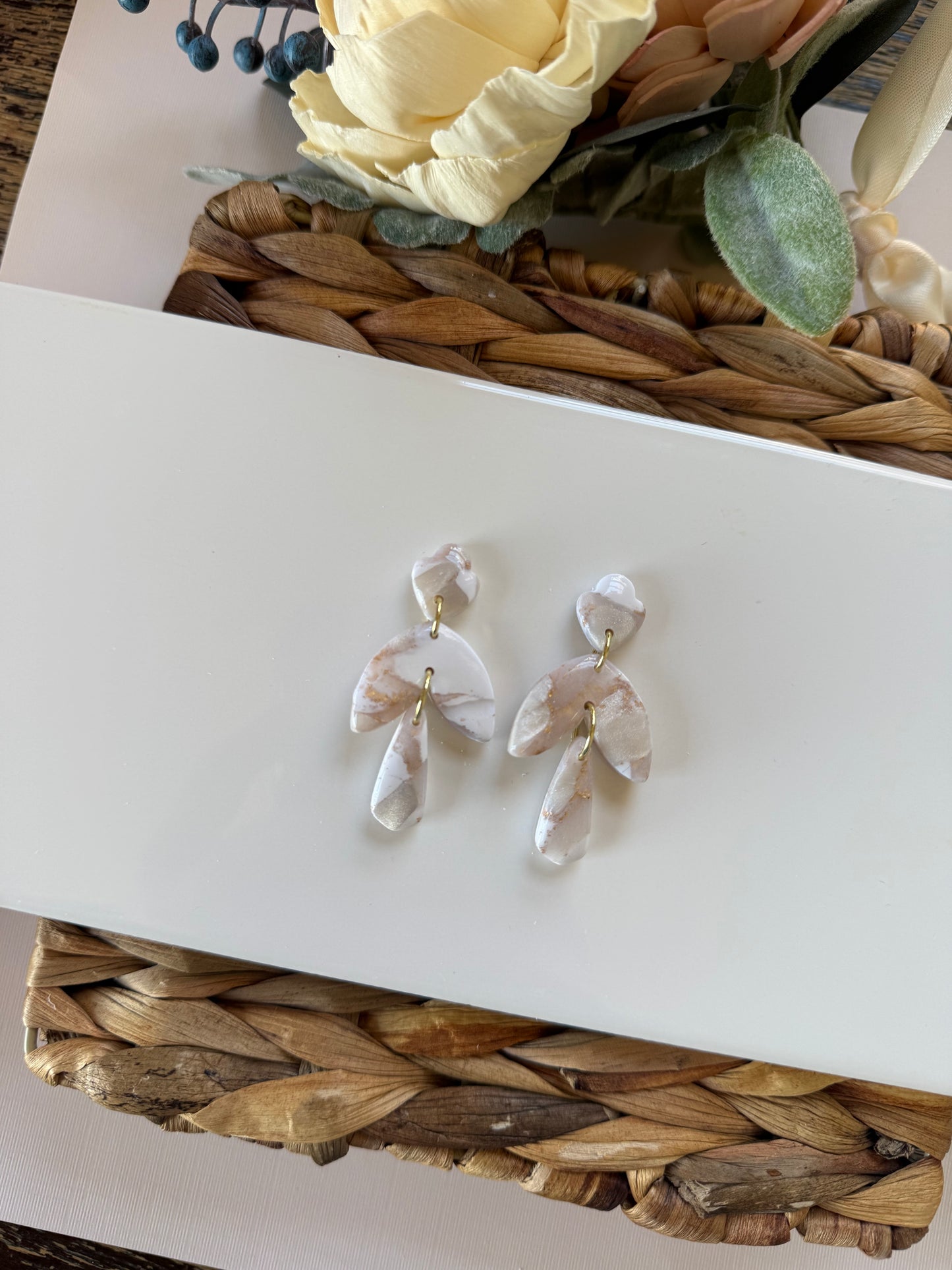 White Marble tiered Dangle