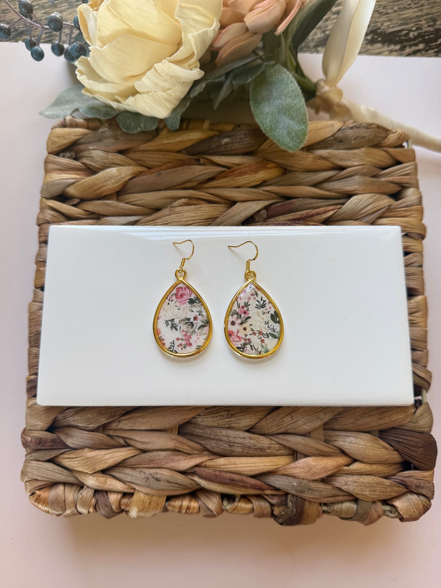 Tear Drop Floral Dangle