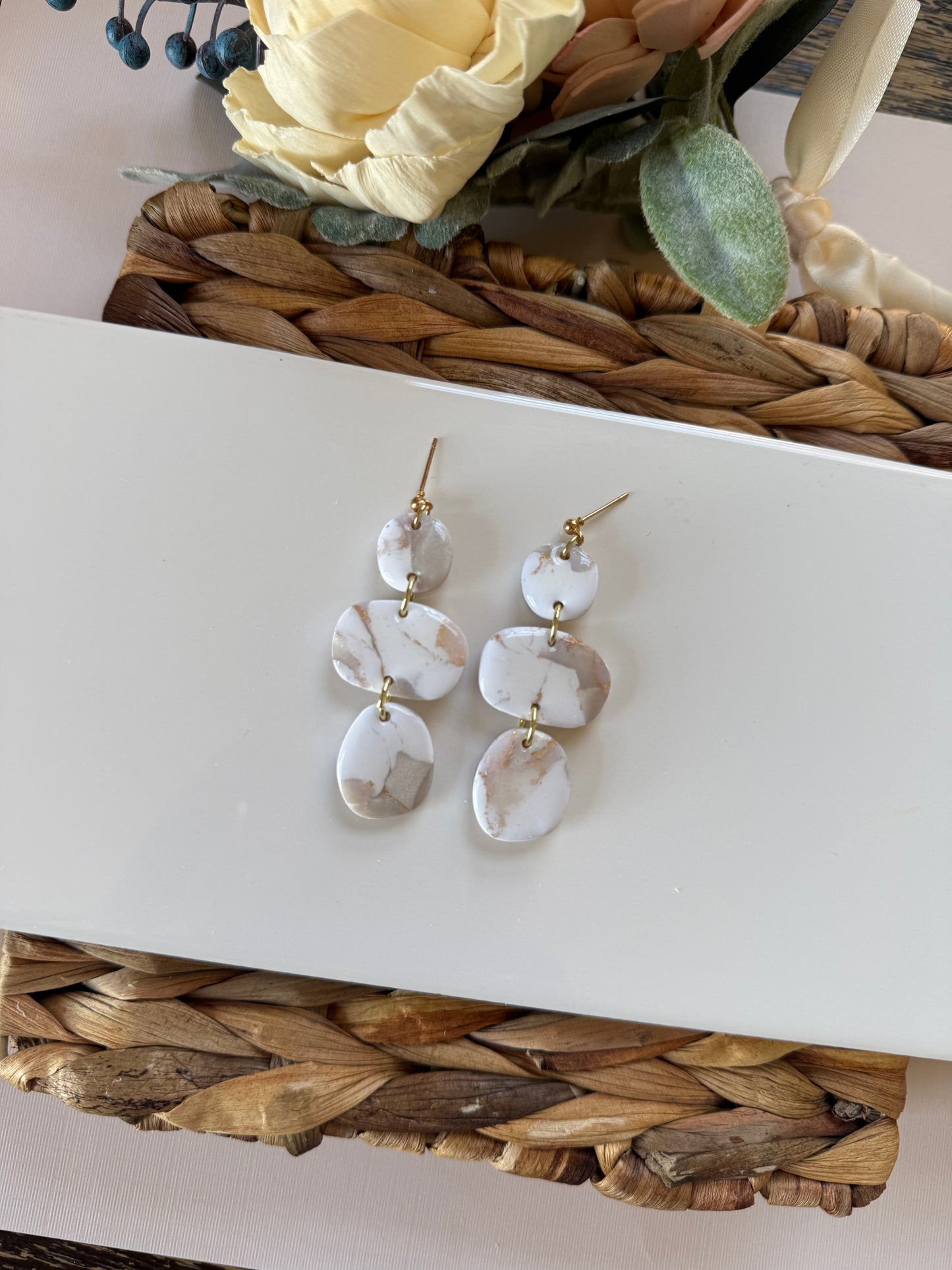 White Marble tiered Dangle