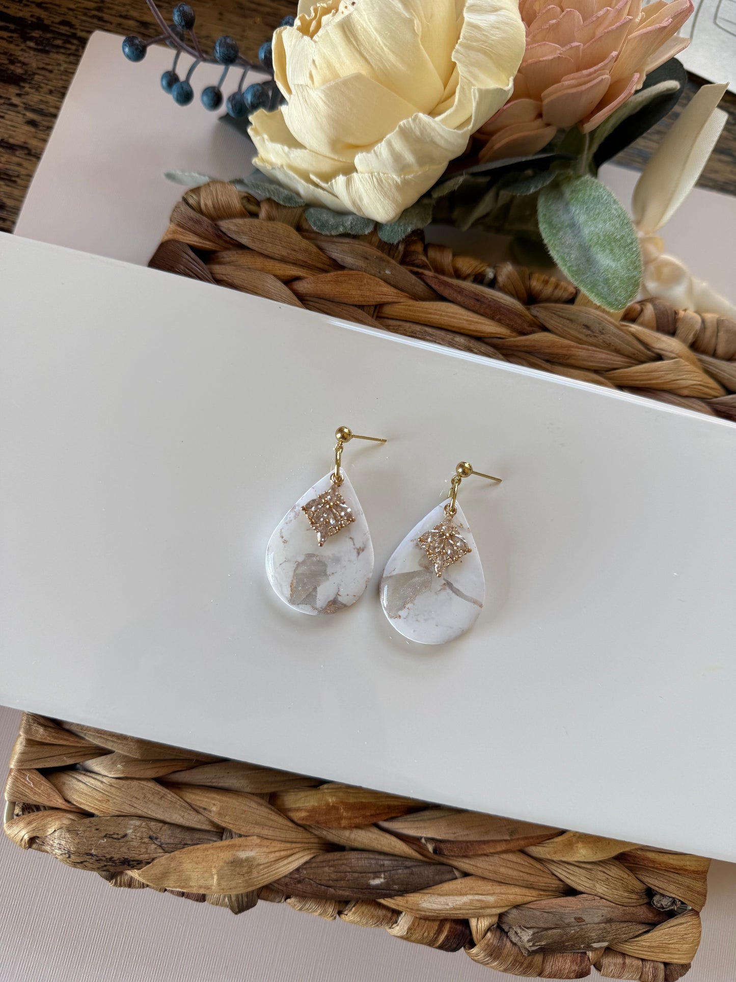 White Marble Dangle