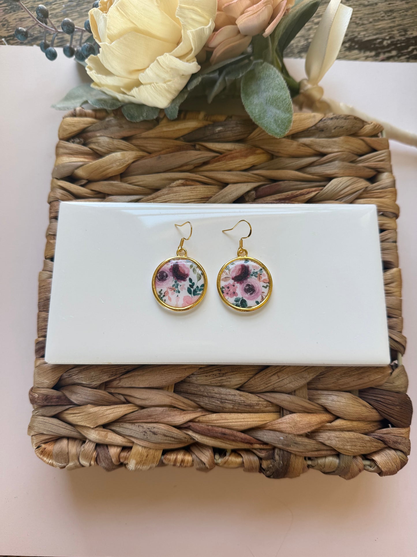 Floral Bezel Dangle