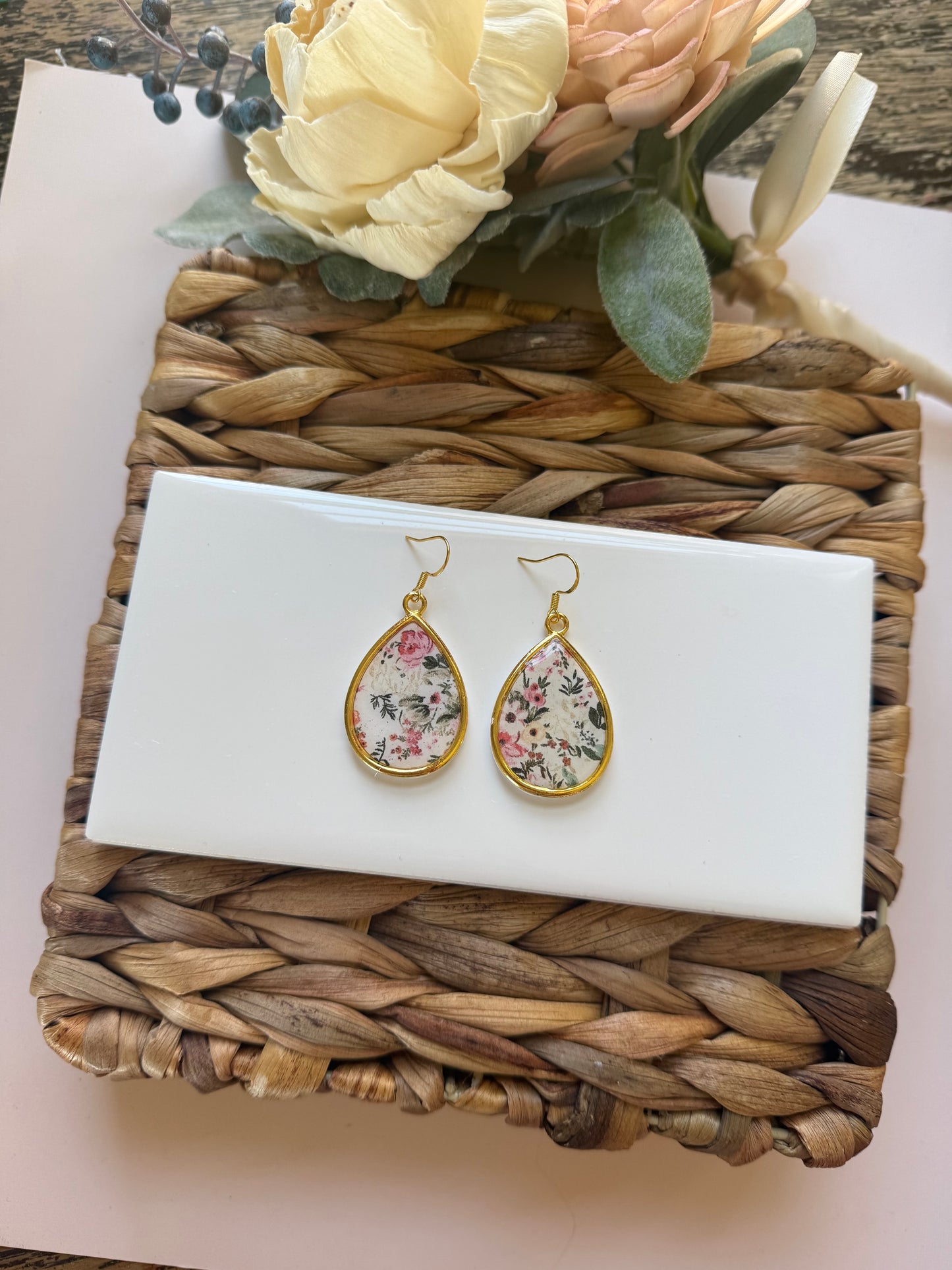 Tear Drop Floral Dangle