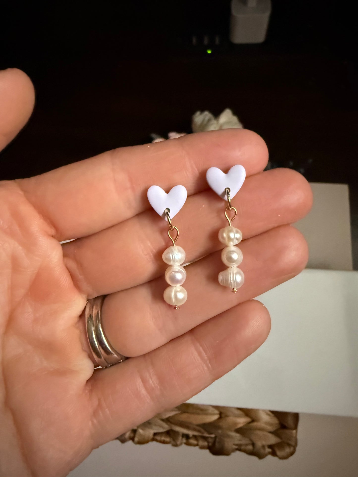 Pearl Heart Dangle