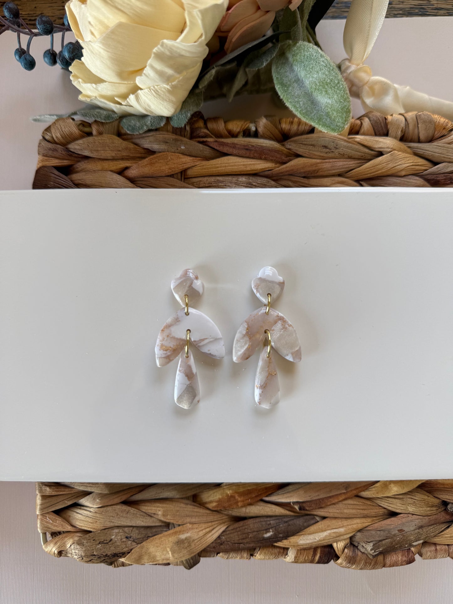 White Marble tiered Dangle