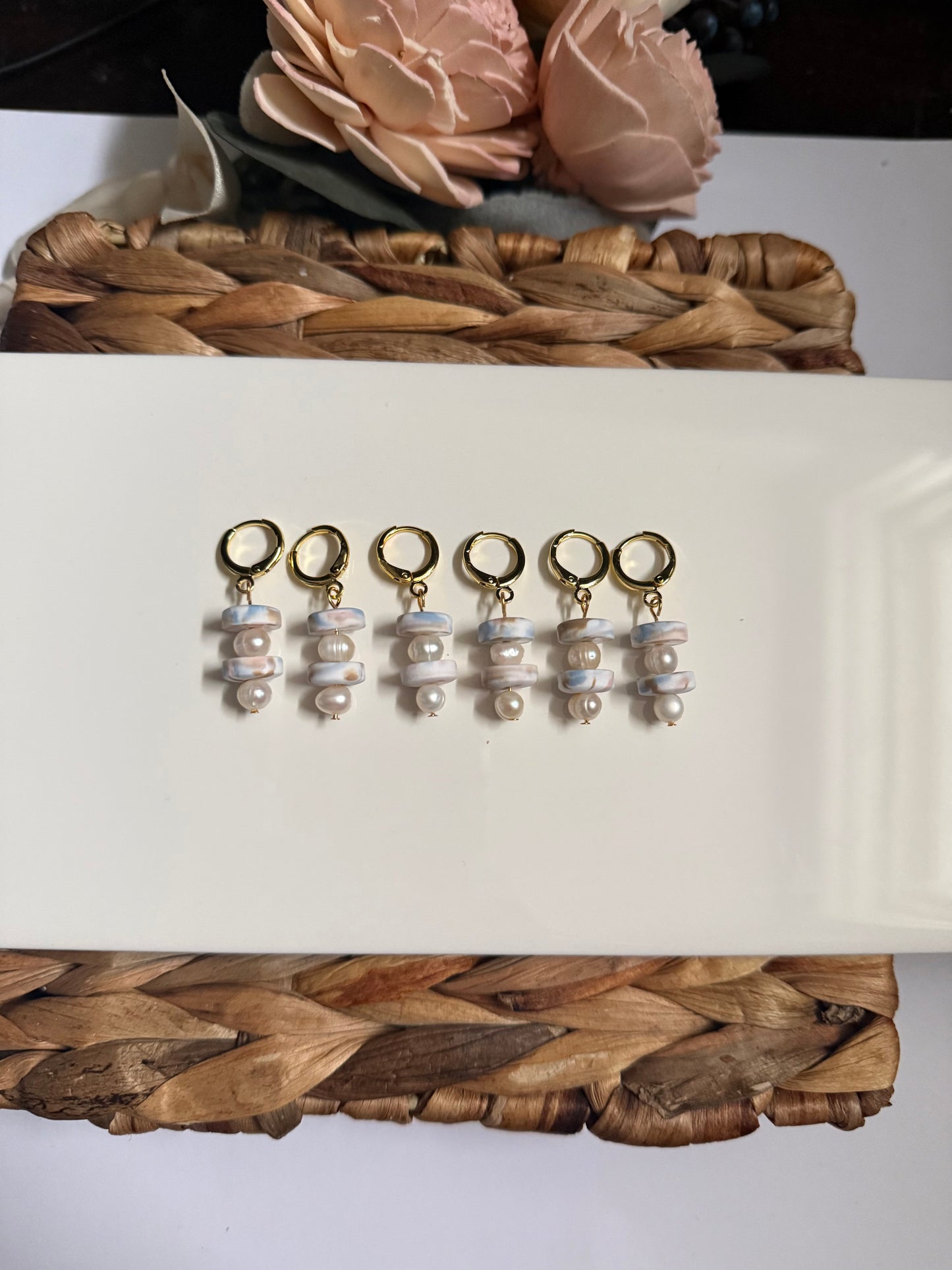 Dainty Pearl Marble Dangle