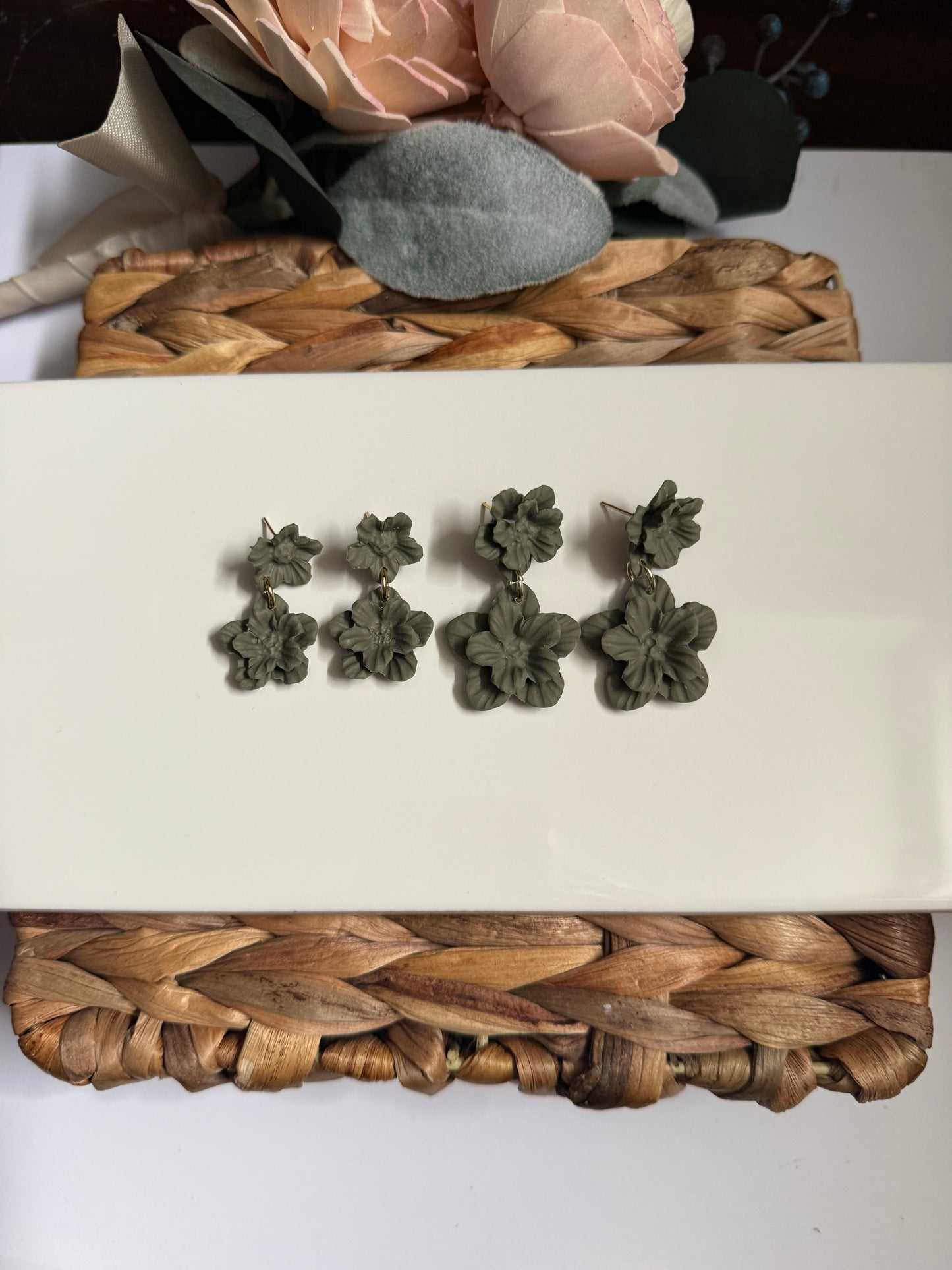 Green Floral Dangle