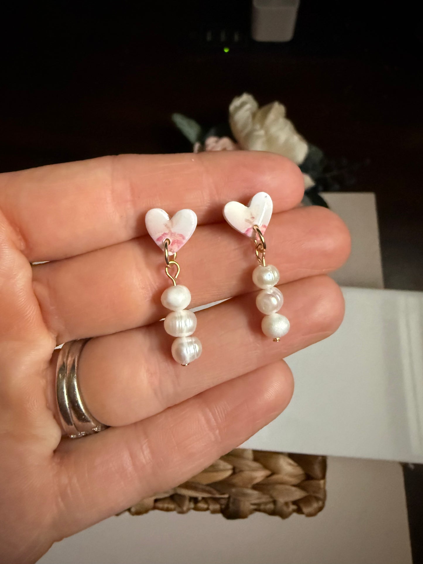 Pearl Heart Dangle