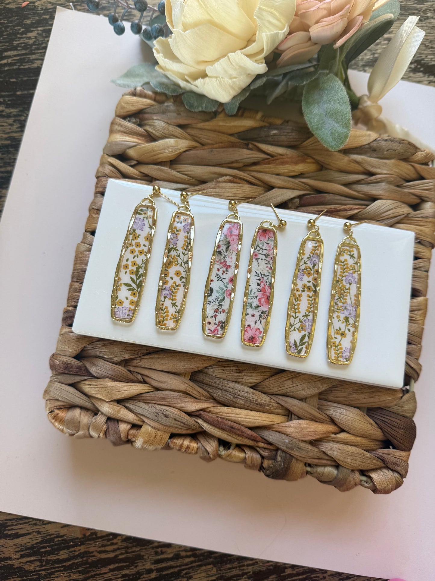 Floral Bezel Dangle