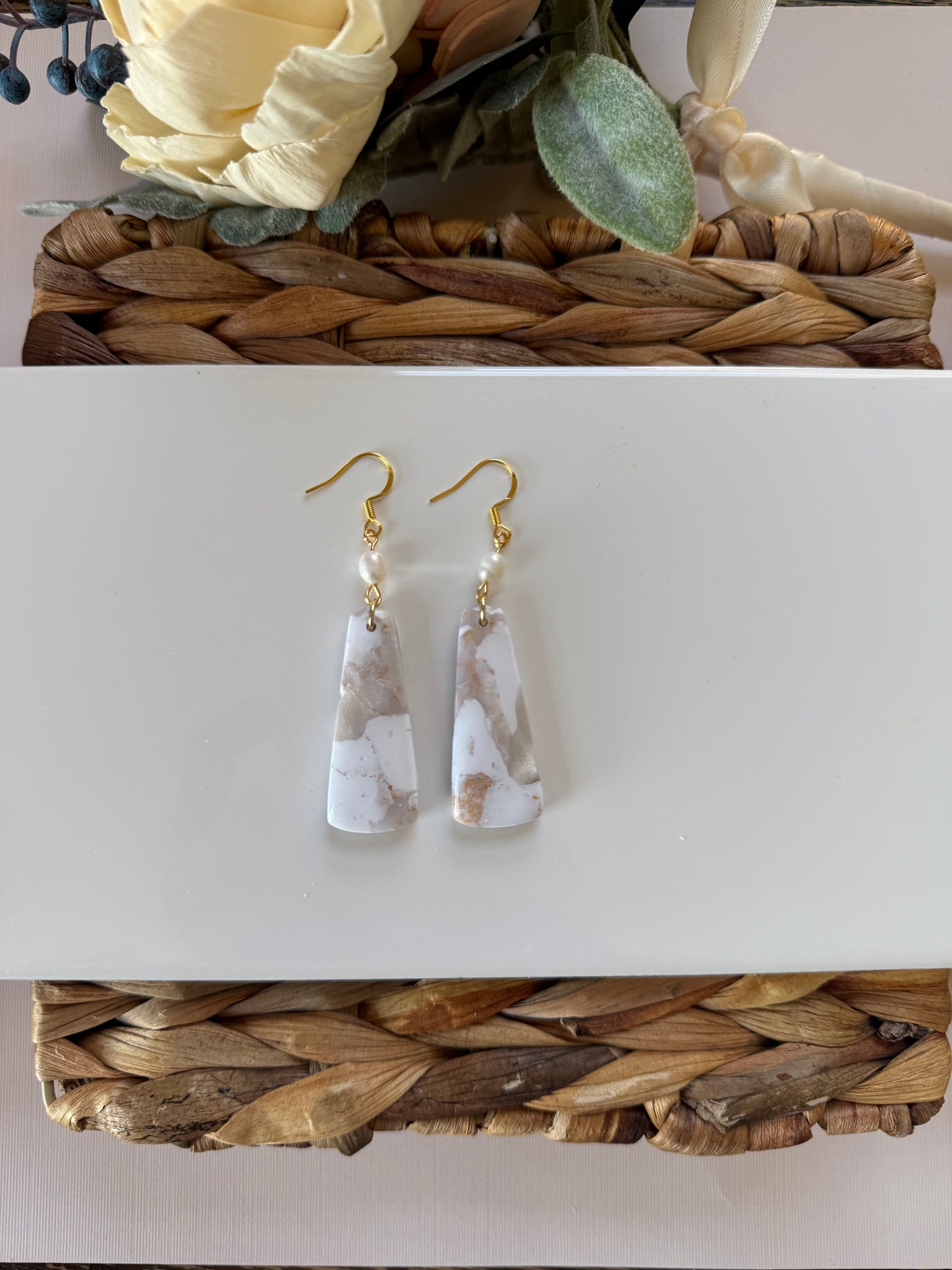 White Marble Pearl Dangle