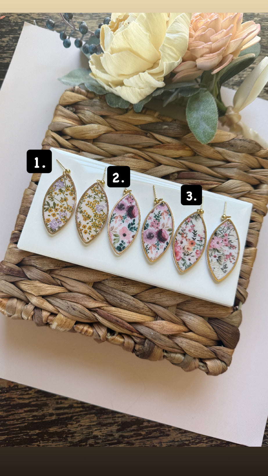 Floral Bezel Dangle