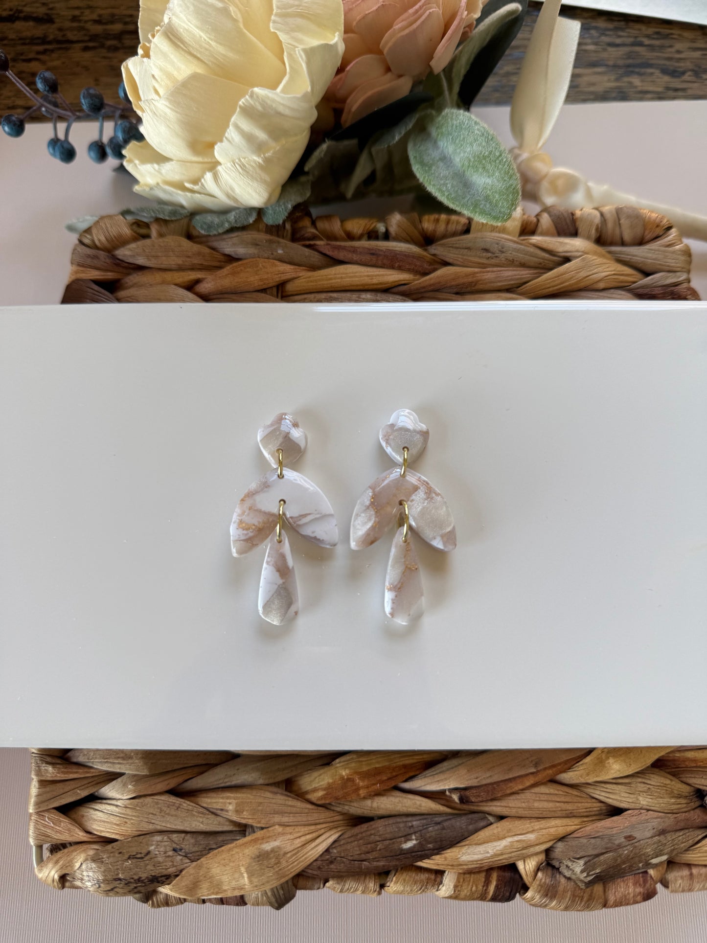 White Marble tiered Dangle
