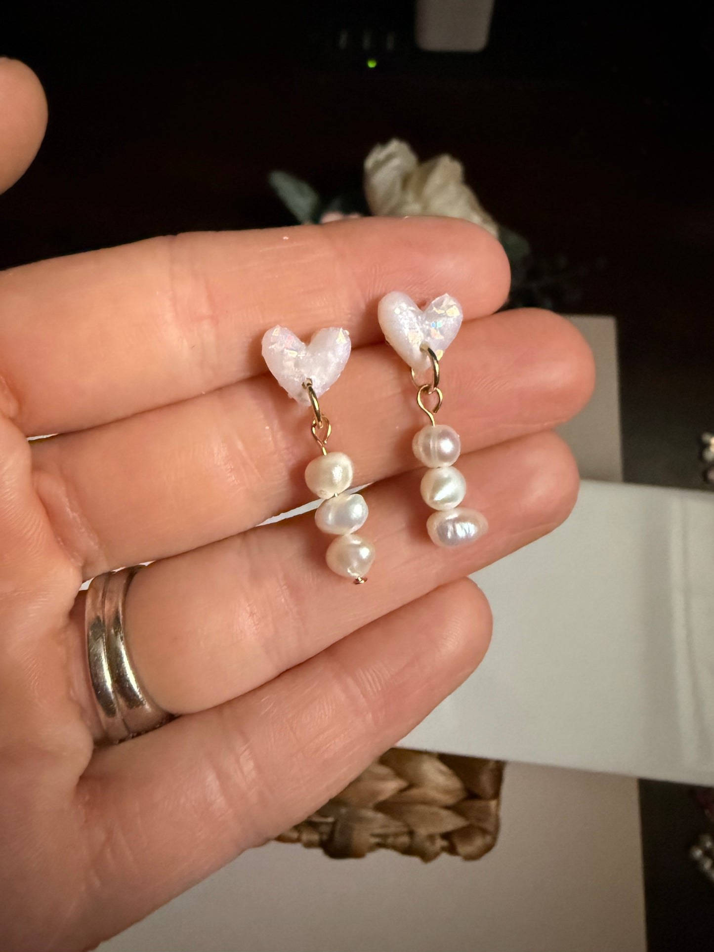 Pearl Heart Dangle