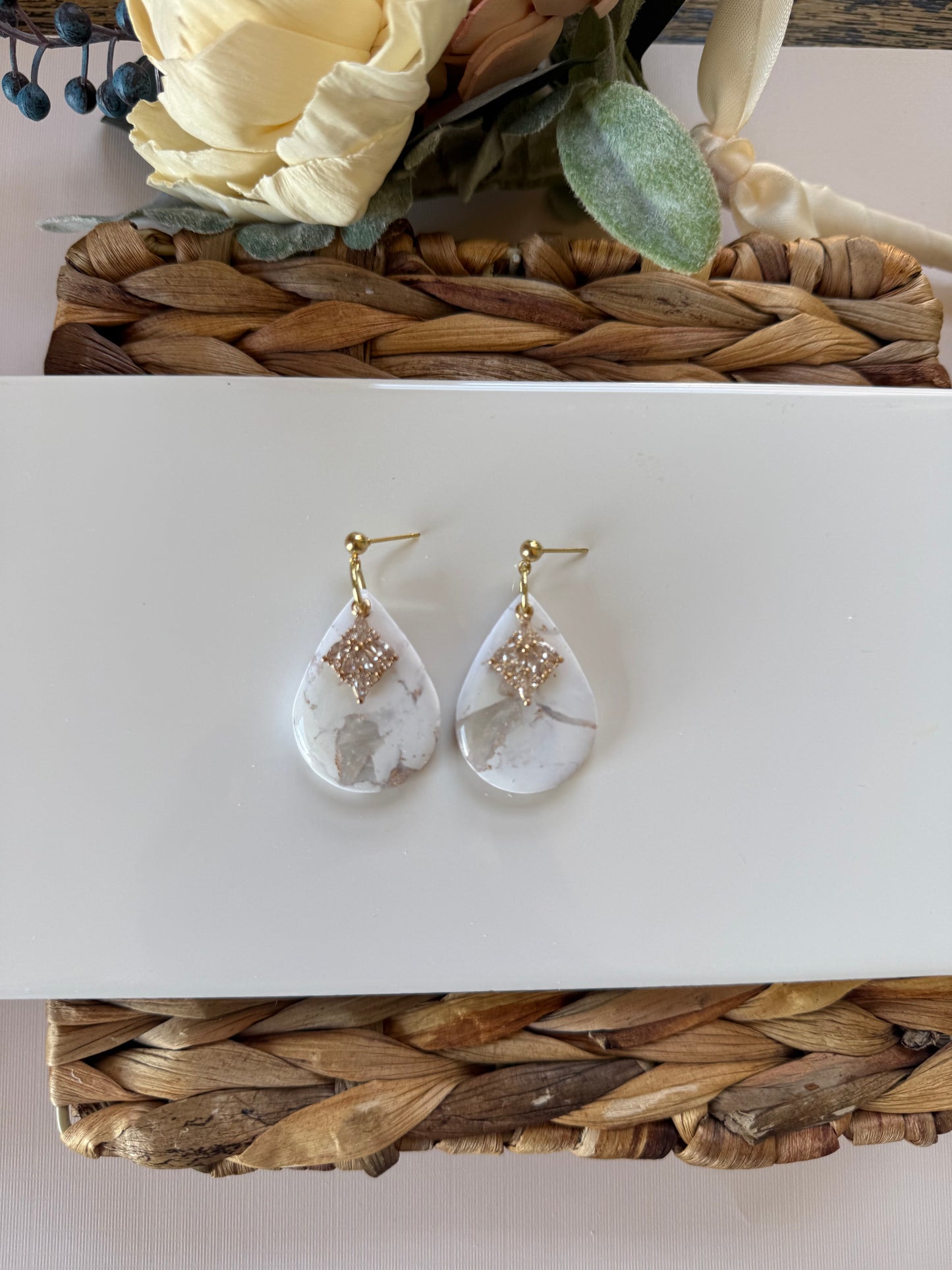 White Marble Dangle