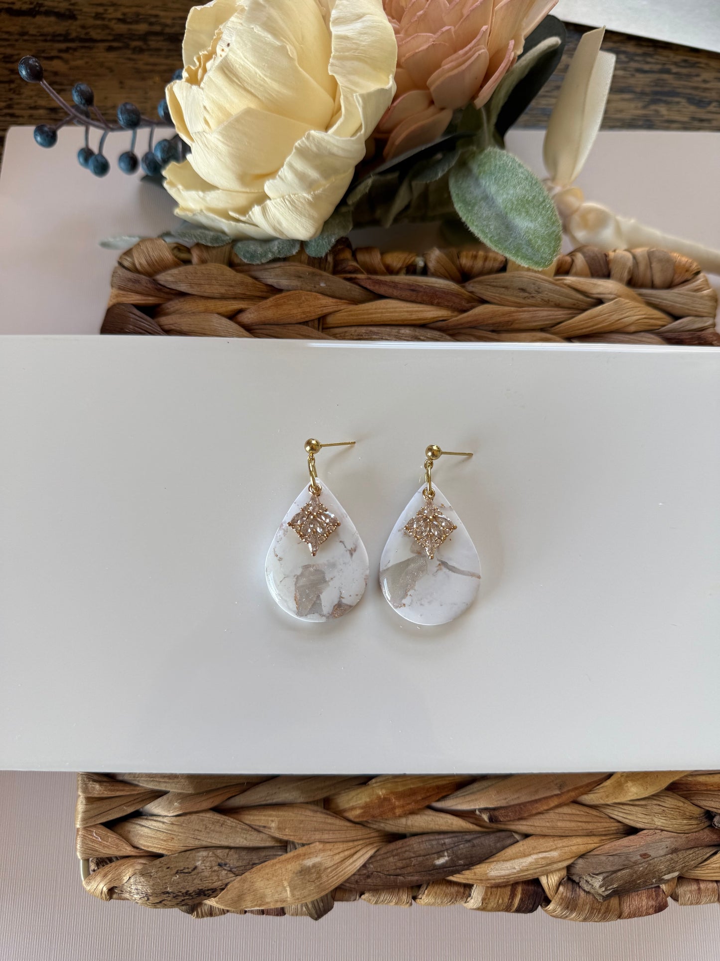 White Marble Dangle