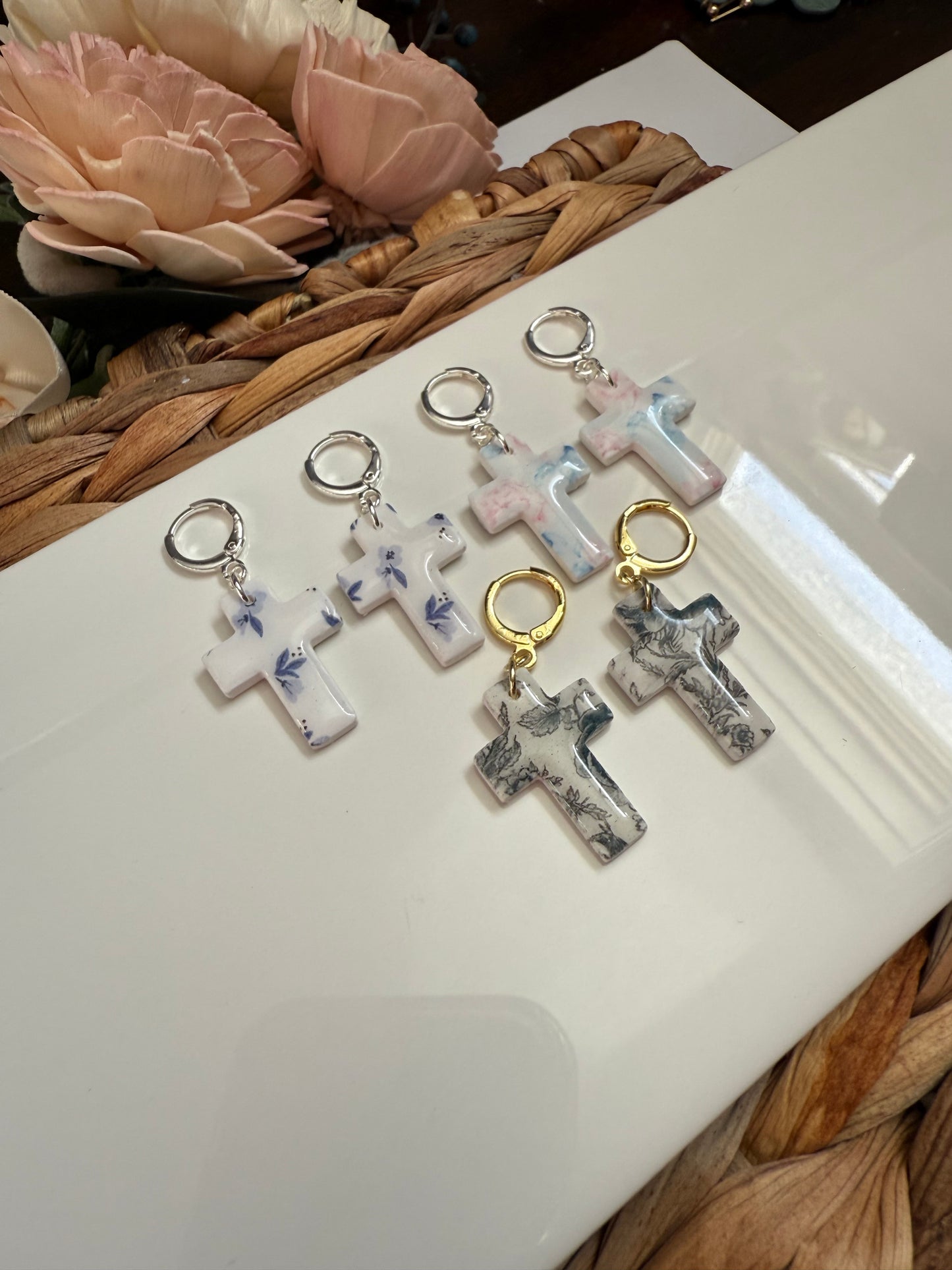 Floral Cross Dangle