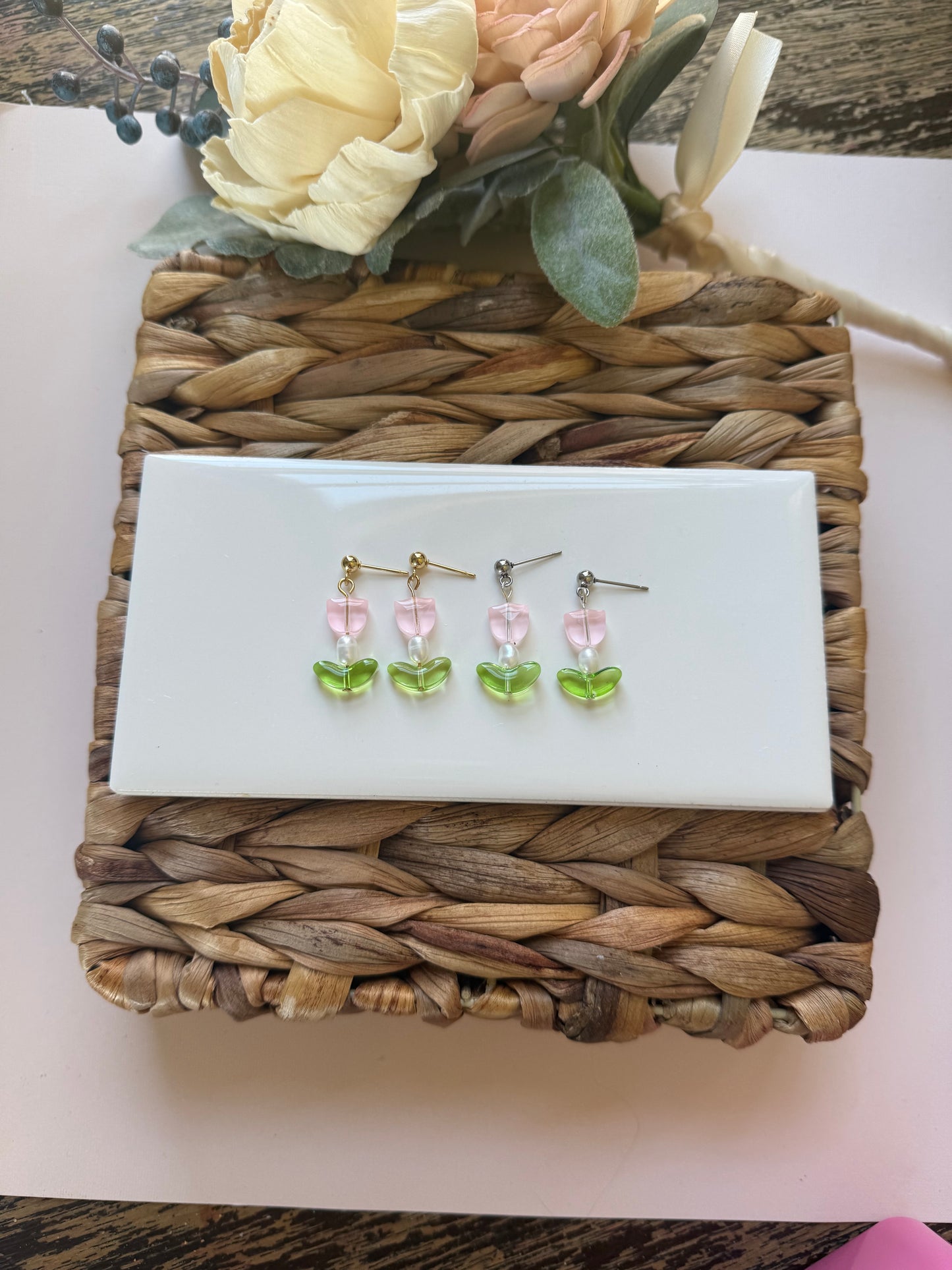 Ball Post Beaded Tulips
