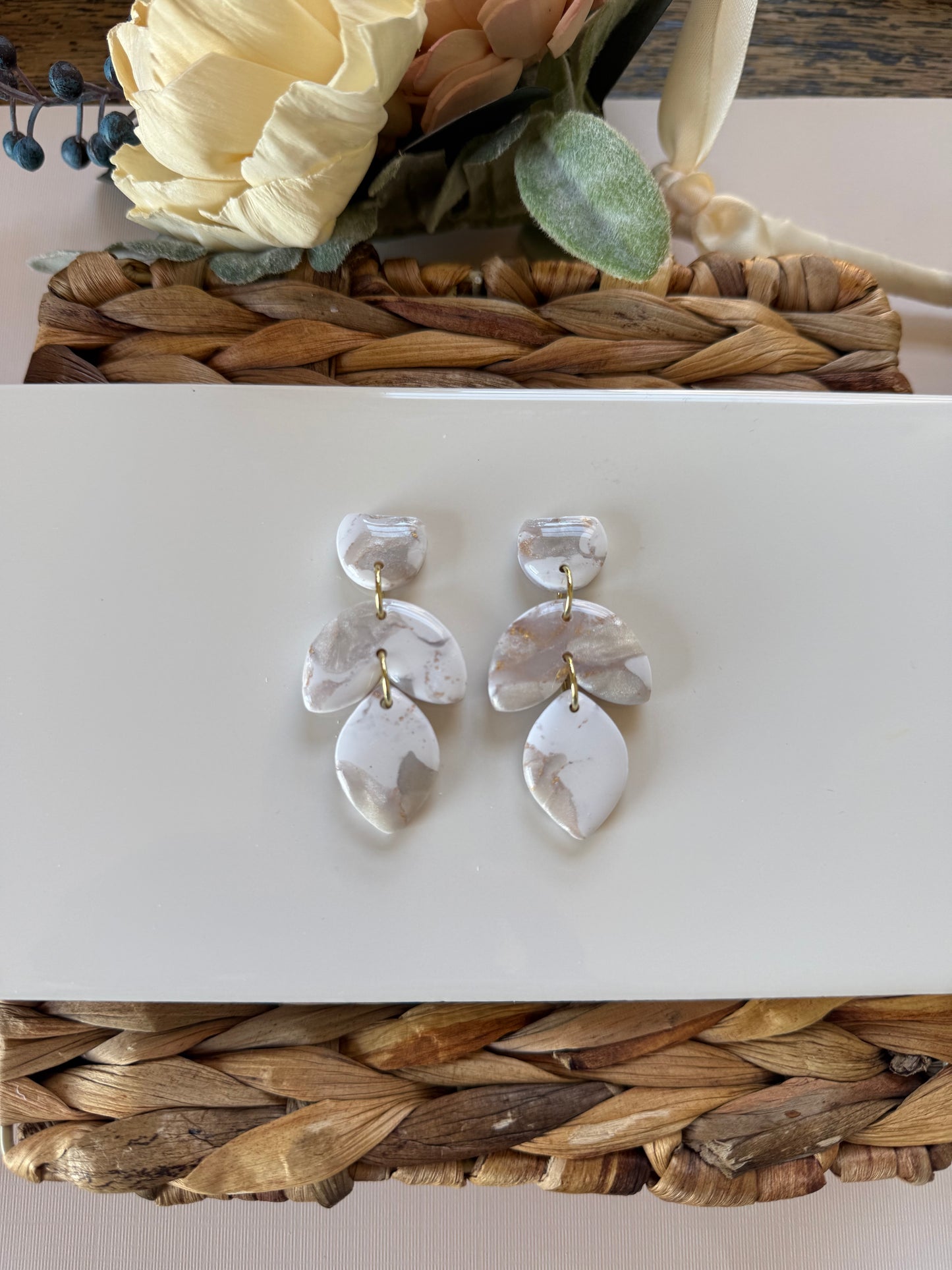White Marble tiered Dangle