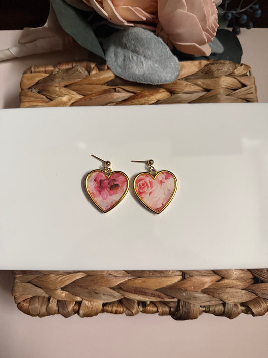 Bezzle Heart Floral Dangle