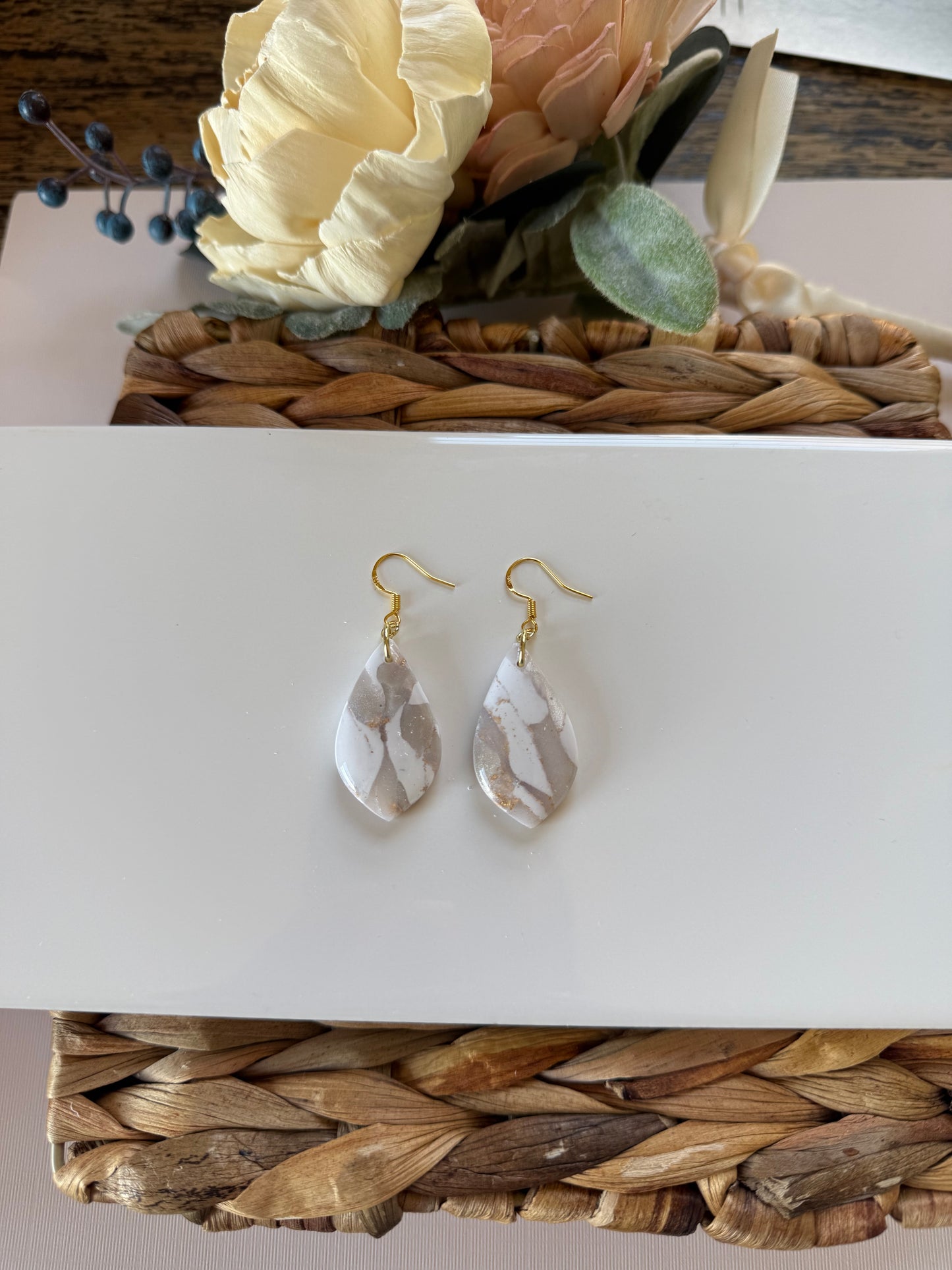 White Marble Dangle