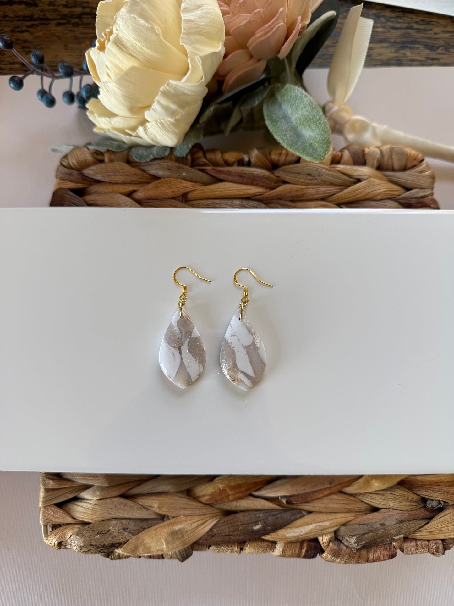 White Marble Dangle