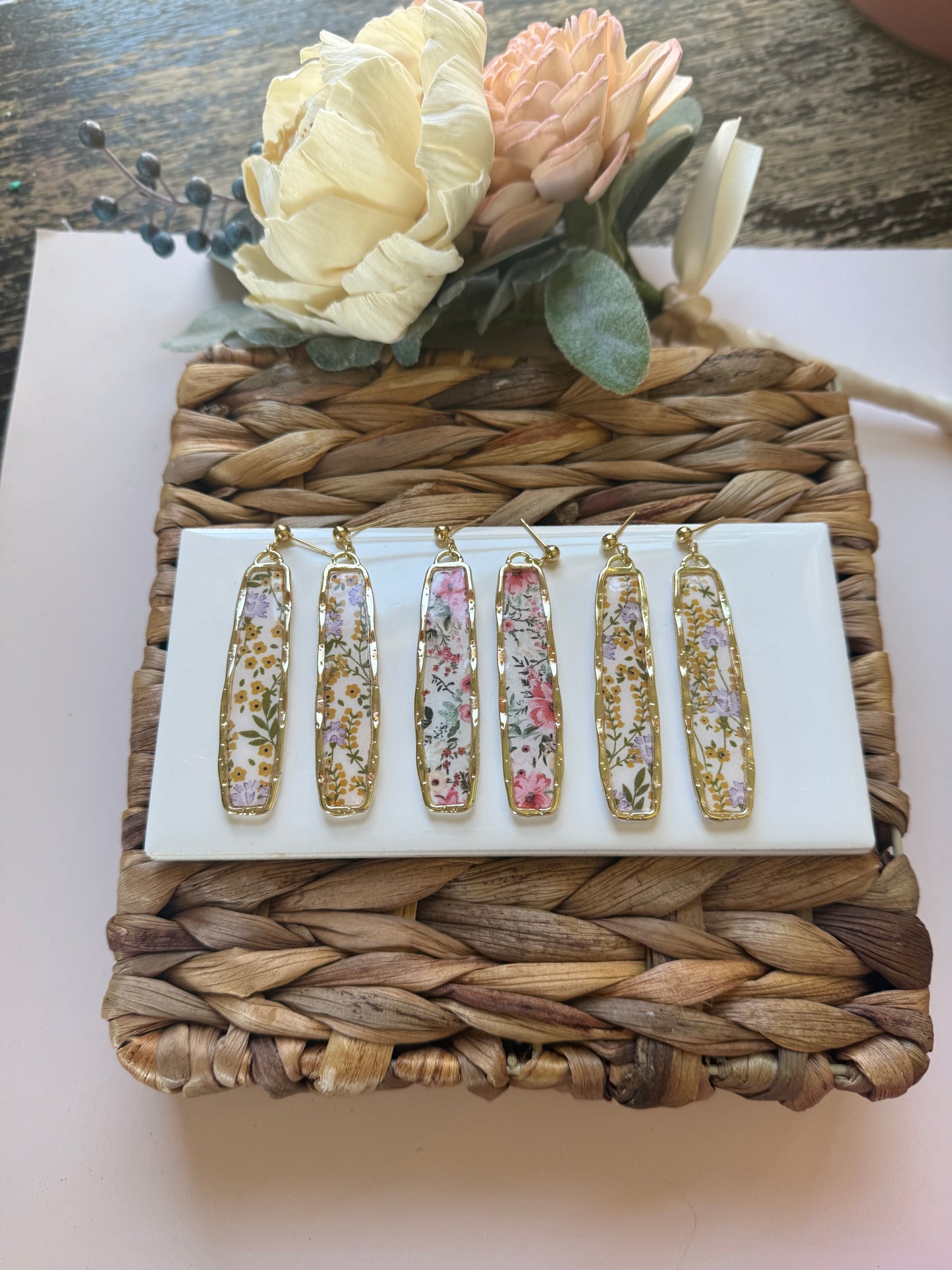 Floral Bezel Dangle