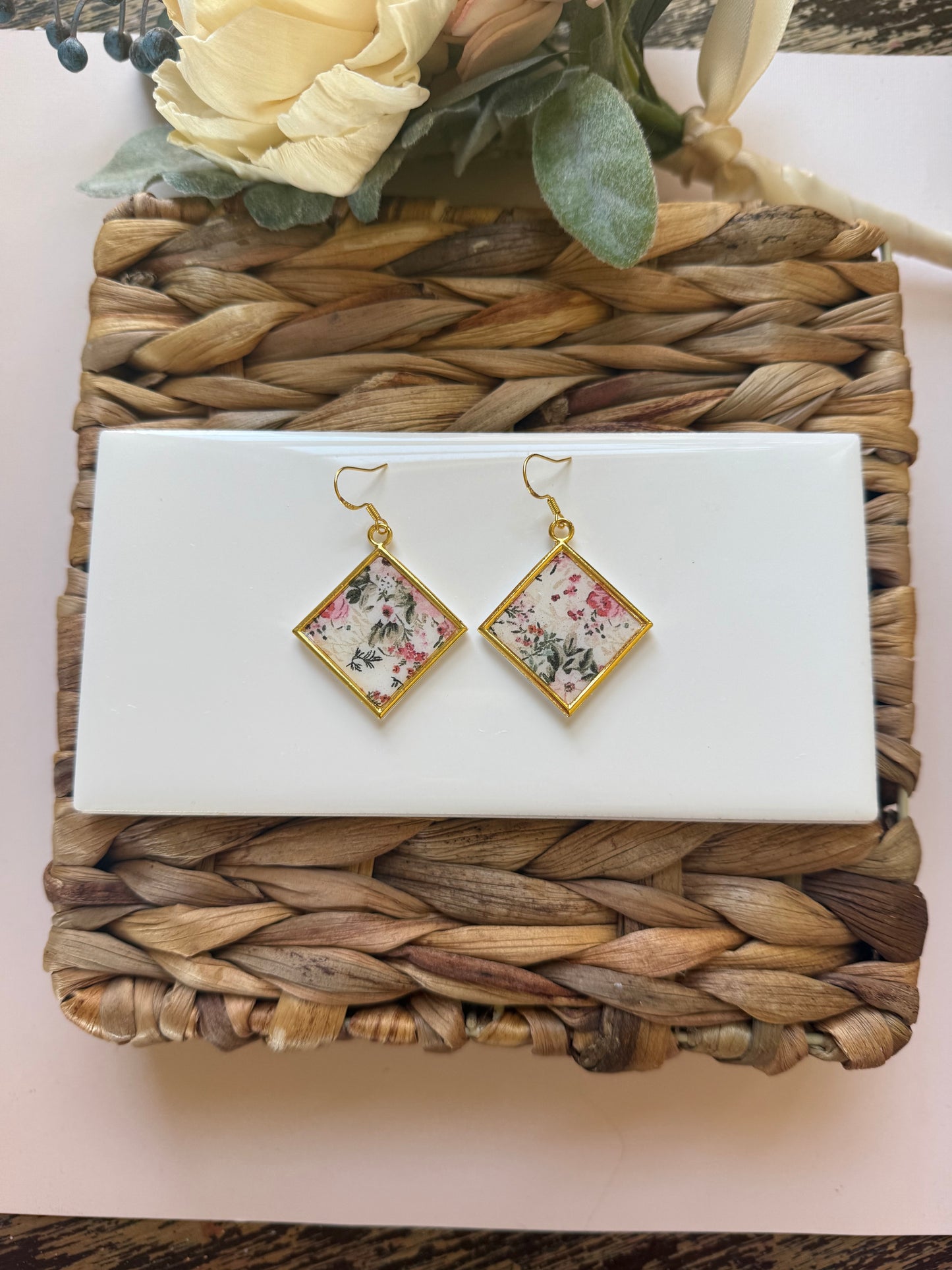 Diamond Floral Dangle
