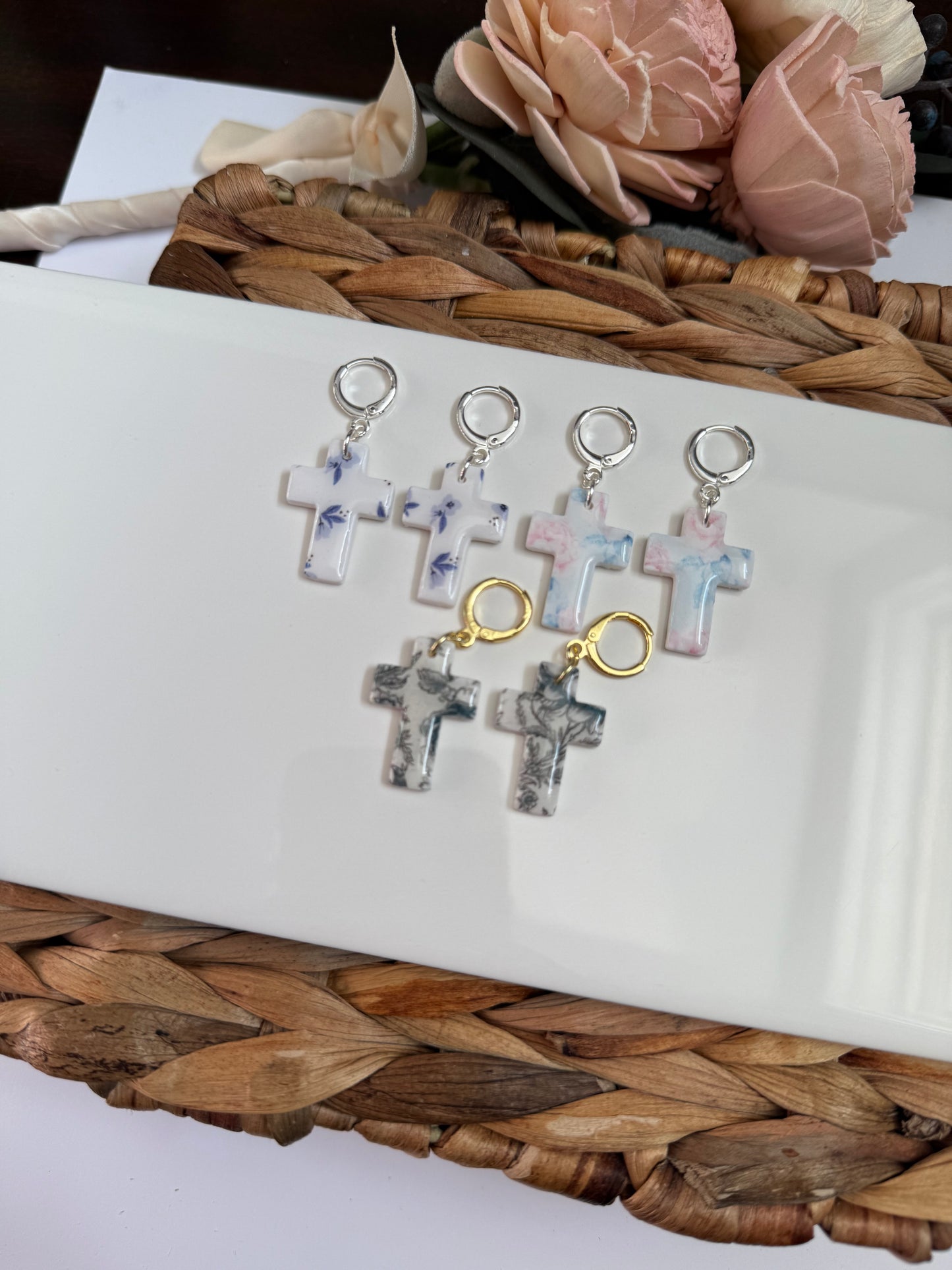 Floral Cross Dangle