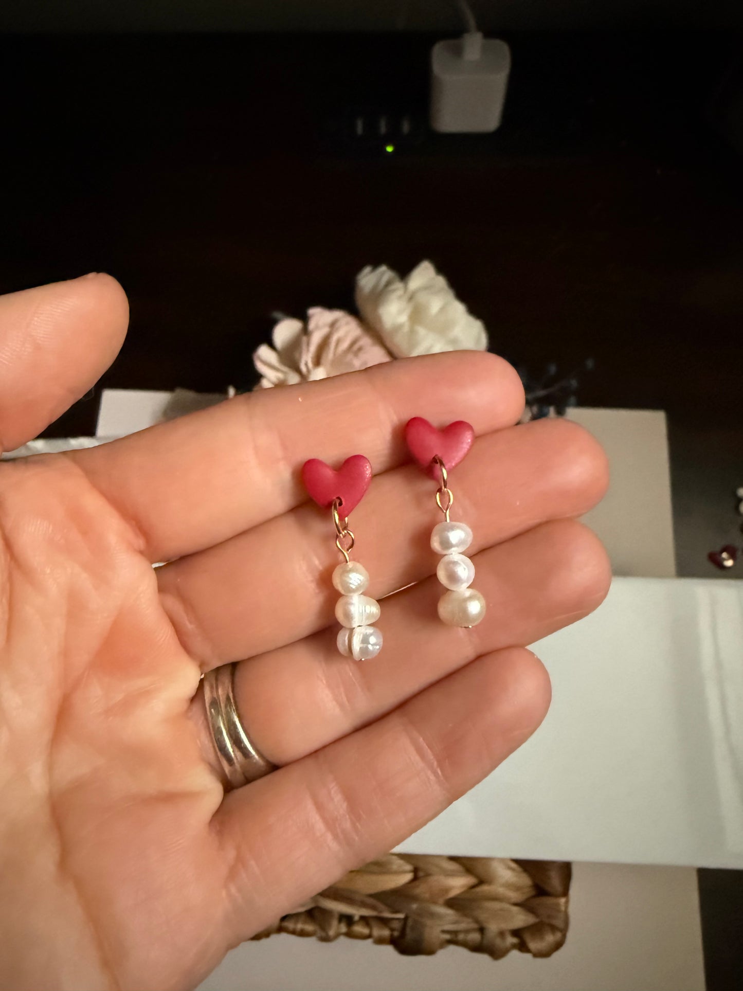Pearl Heart Dangle