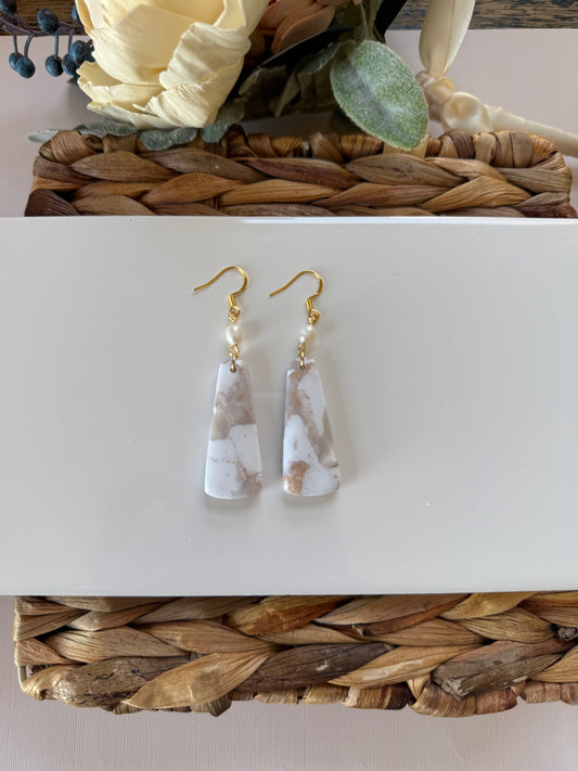 White Marble Pearl Dangle