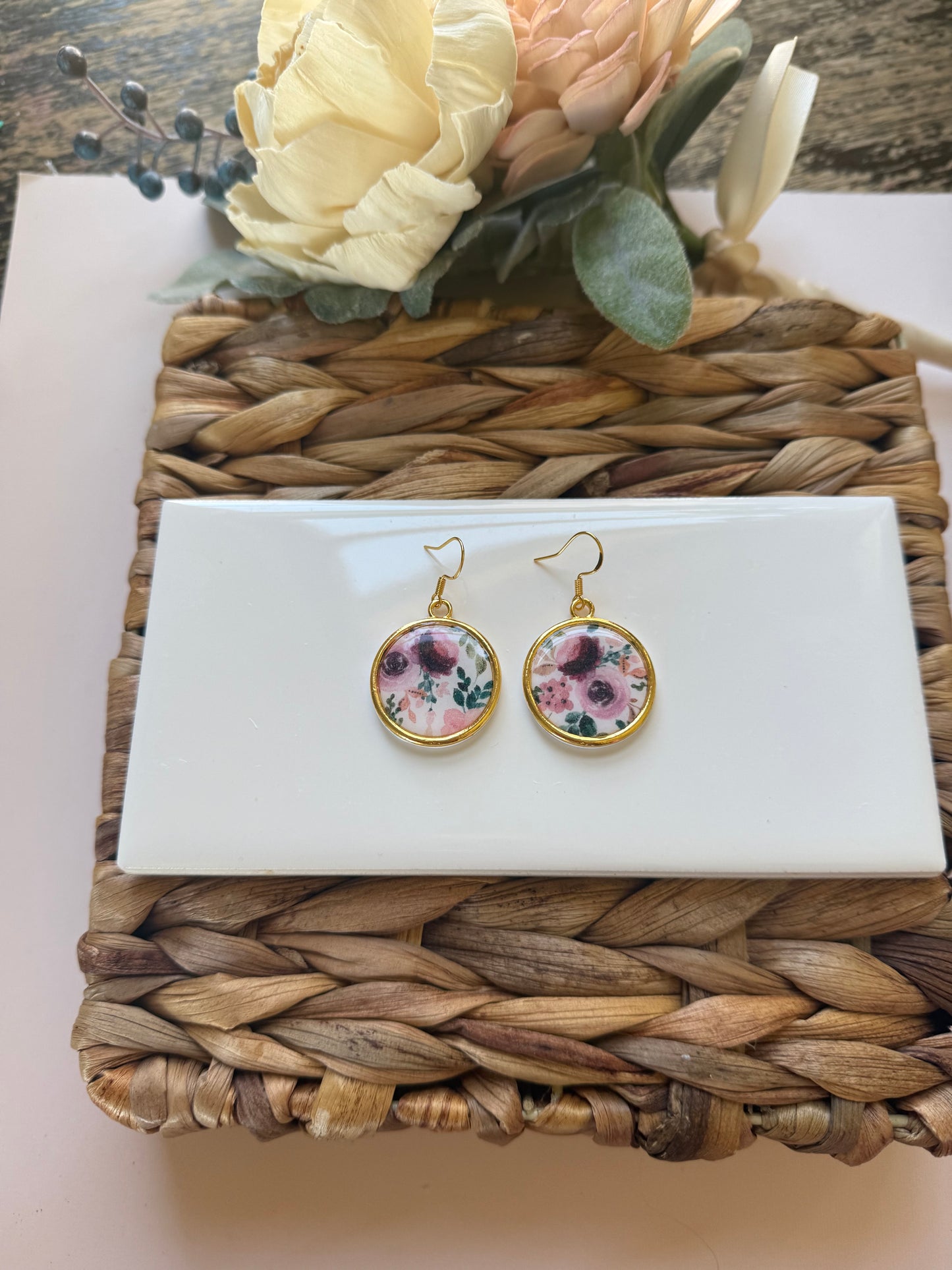 Floral Bezel Dangle