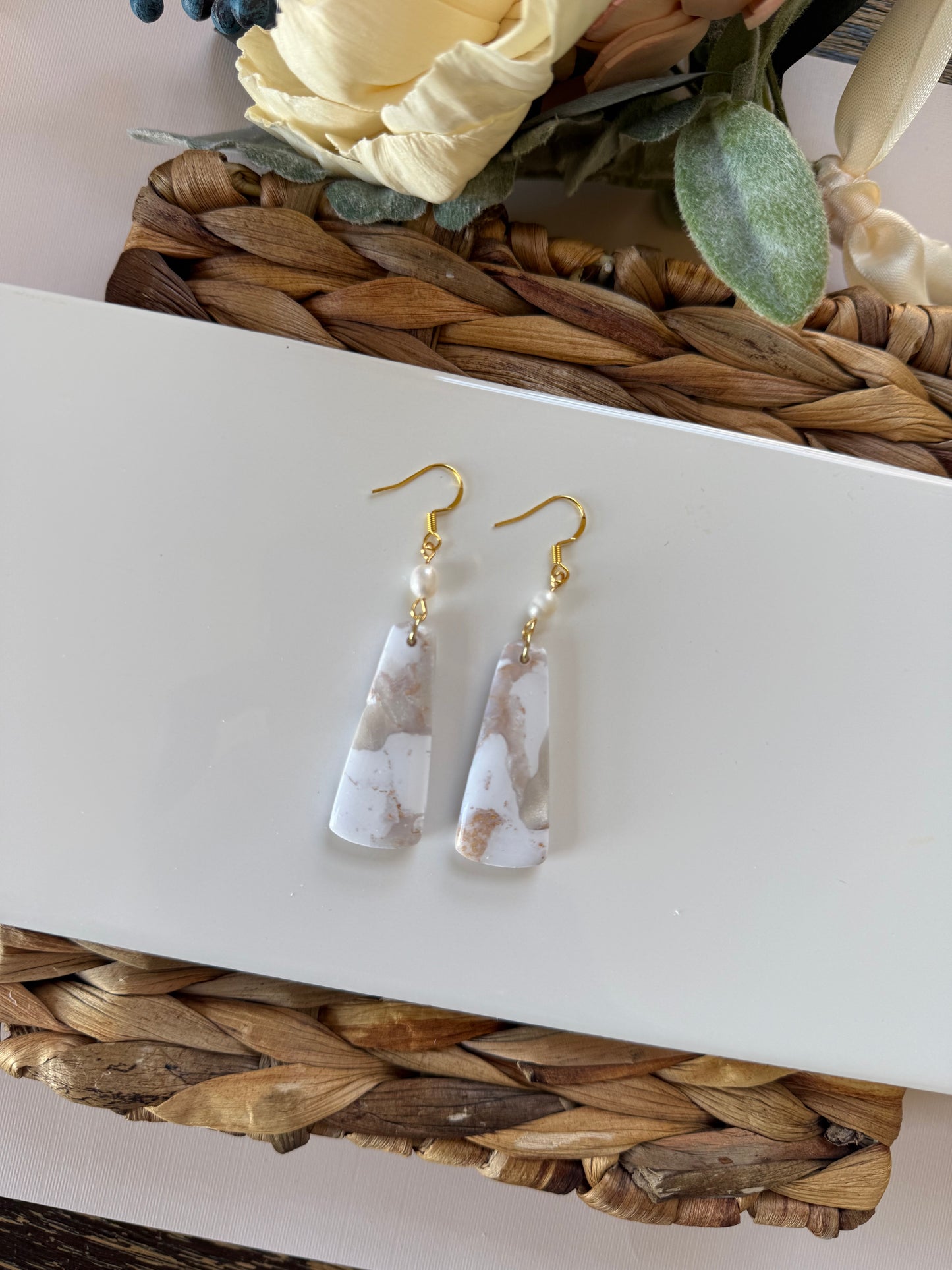 White Marble Pearl Dangle