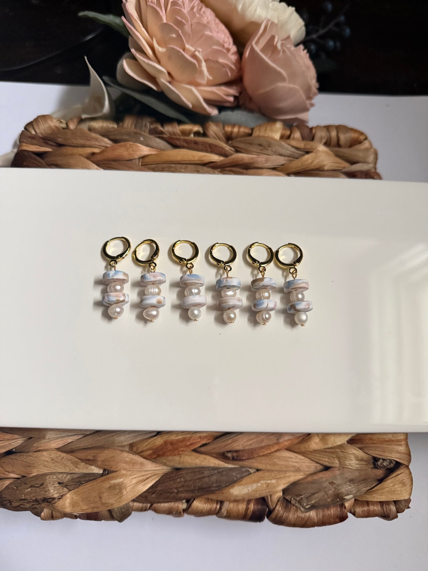 Dainty Pearl Marble Dangle