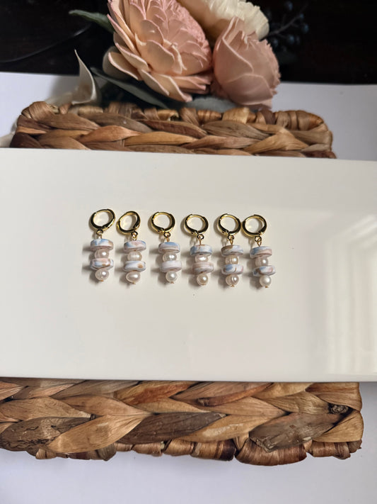 Dainty Pearl Marble Dangle
