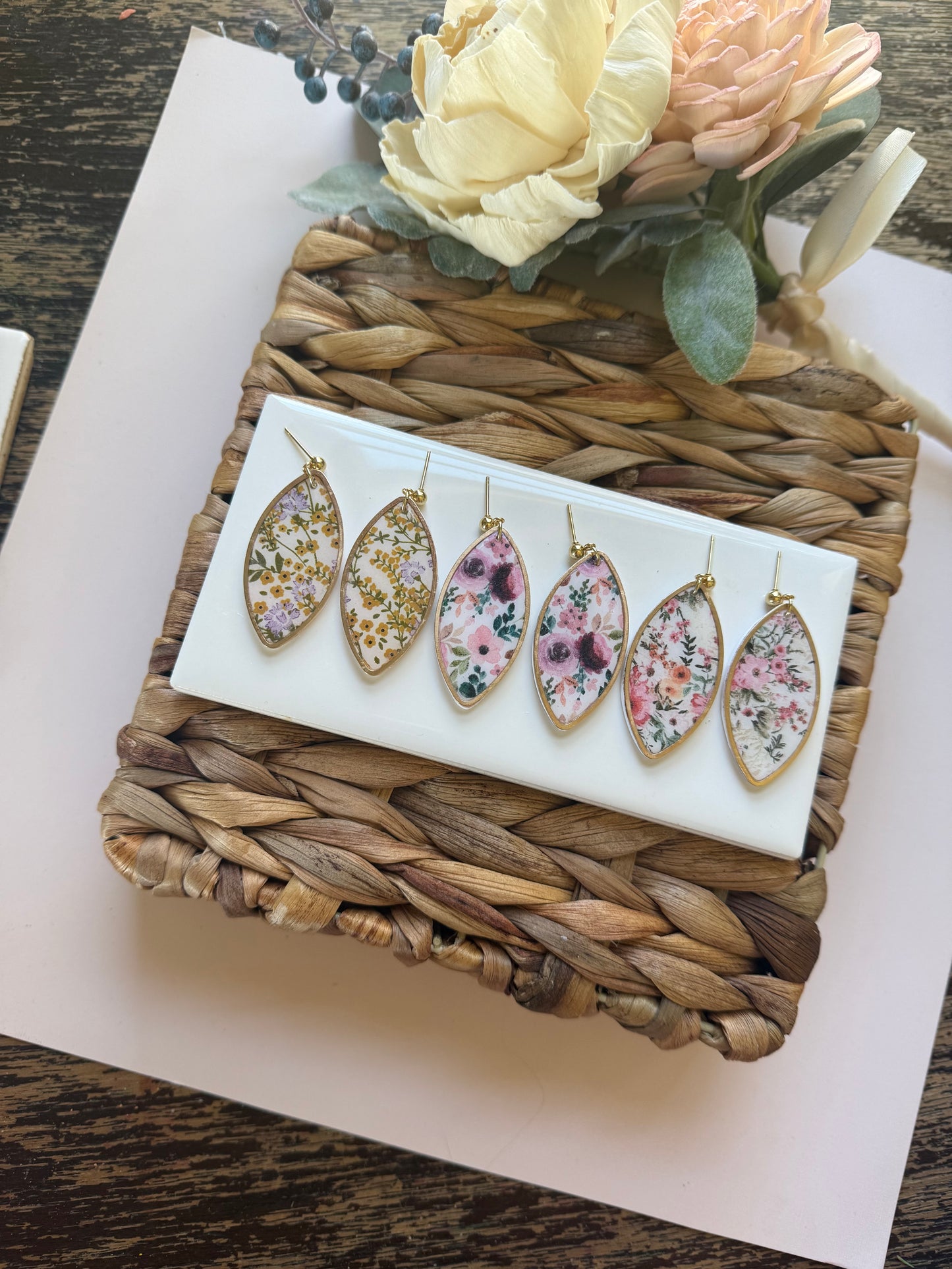 Floral Bezel Dangle