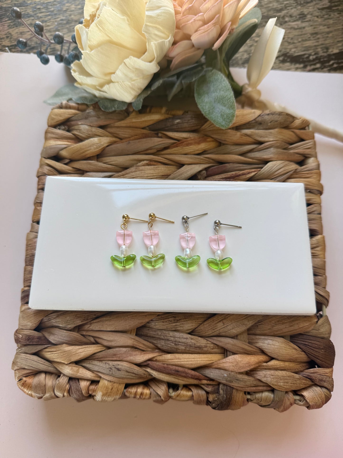 Ball Post Beaded Tulips
