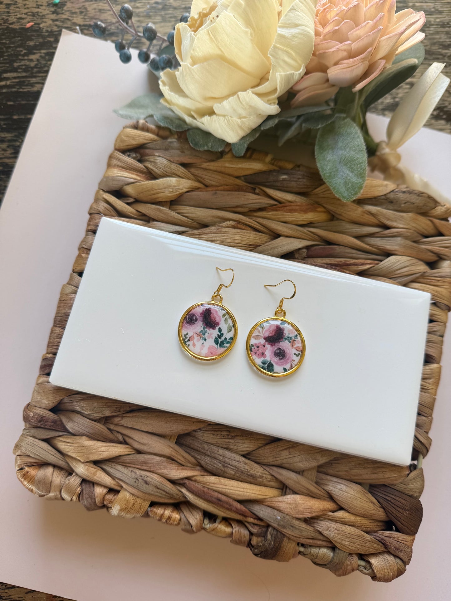 Floral Bezel Dangle