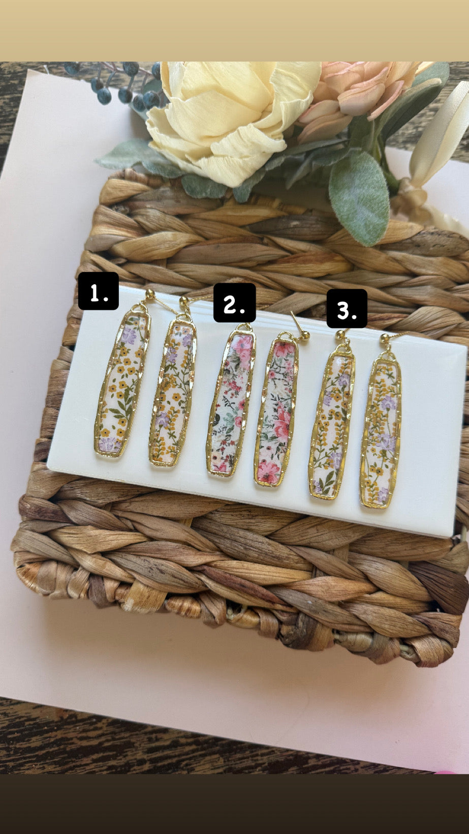 Floral Bezel Dangle