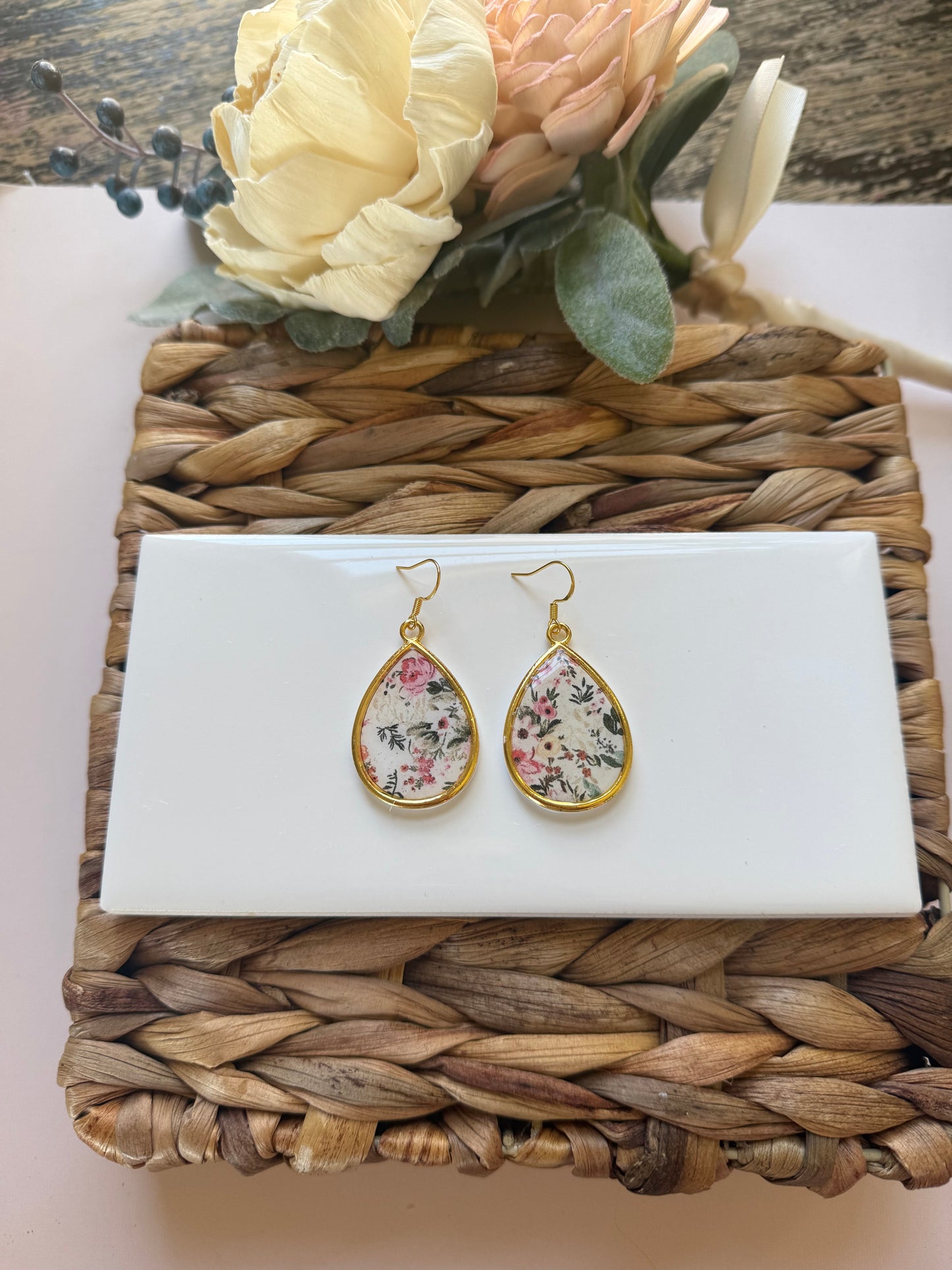 Tear Drop Floral Dangle