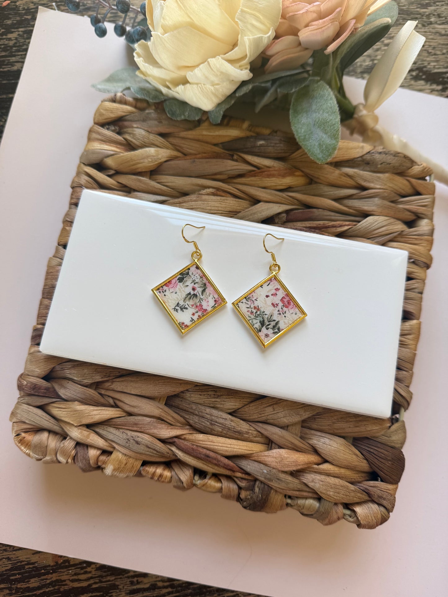 Diamond Floral Dangle