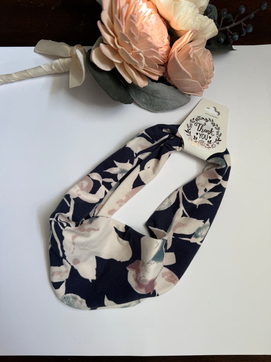Navy Floral Headband